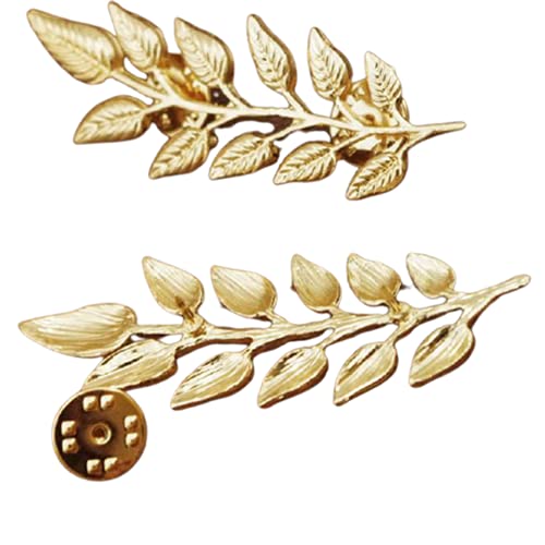 Sttiafay Broche double feuille dorée pour col de costume - Décoration de col de chemise - Bijoux pour homme et femme, Métal