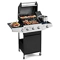 Lyromix Large Propane Grill with 3-Burners and Side Burner, Outdoor Gas BBQ Grill with Porcelain-Enameled Cast Iron Grates, 400 SQ.in. Cooking Area, 39650 BTU