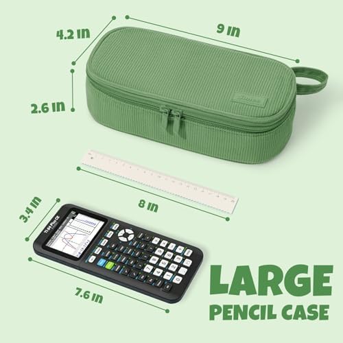 SUNEE Cute Pencil Case, Large Capacity Pencil Pouch, Soft Corduroy Pencil Bag, Big Storage Pen Organizer for Stationery, Aesthetic Zipper Pencil Box, Back to School Supplies for Teen Girls Boys, Green - 4