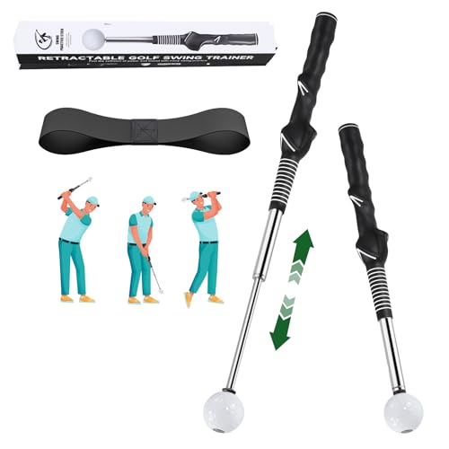 Pop-Feedback Retractable Golf Swing Trainer for Right-Handed Golfers
