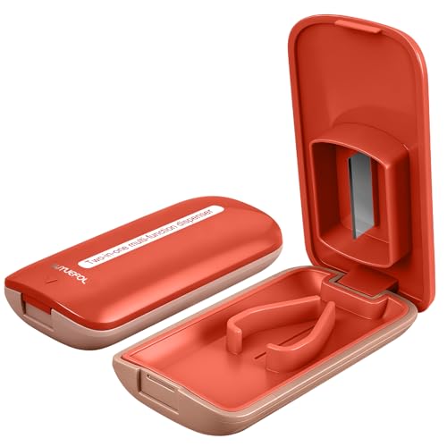 Image of JohnBee Pill Cutter - Sharp & Durable Silicone Pill Splitter, Non-Slip Base, Portable Tablet Cutter for Daily Medication, Vitamins & Supplements. Designed for Swallowing Difficulties & Pets (Red)