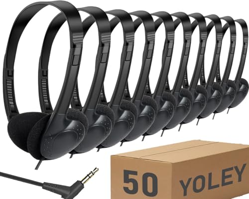 Écouteurs en vrac lot de 50 filaires 3.5mm noirs pour école et classe