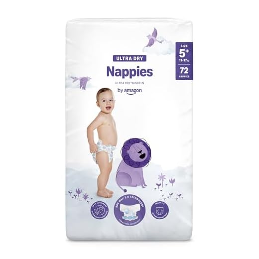 Marca Amazon - Mama Bear Pañales ultra-secos, Talla 5+ (11-17 kg), Con canales, Bianco, 72 Unidad (1 Paquetes de 72) - Nueva versión