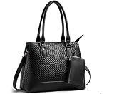 Bolsa de Ombro Feminina em Couro Sintético Preto Duas Divisórias