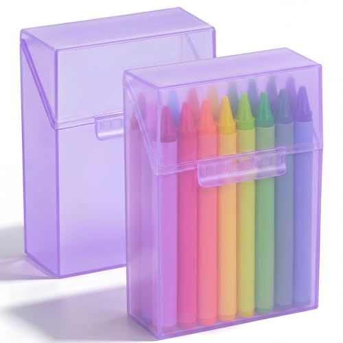 Image of Clabby 2 Pcs Clear Plastic Crayon Boxes Hold 24 Count, Purple
