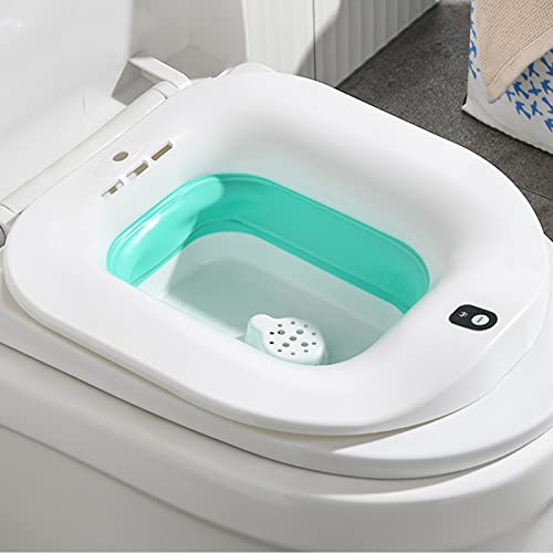 座浴器は、折りたたみ式の和式座浴器、 電気浴場 バスタブ トイレ お尻洗い 手軽く 排水孔付 壁掛け 便座用 再利用可能なトイレ(Color:Bubble)