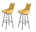 Meubletmoi - Juego de 2 sillas altas de bar, tejido amarillo y patas de metal giratorias, taburete de bar, diseño contemporáneo industrial – Roy