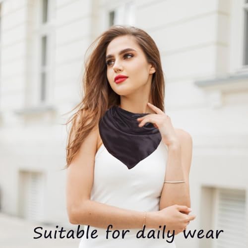 2 PCS Head Scarf Kerchief Neck Scarf Square Faux Silk Scarves Black for Halloween Accessories(27.5 * 27.5 In)4