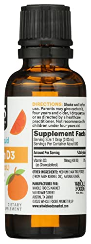 365 by Whole Foods Market, Vitamin D-3 Liquid 400Iu Tangerine Flavor, 1 Ounce - image 4