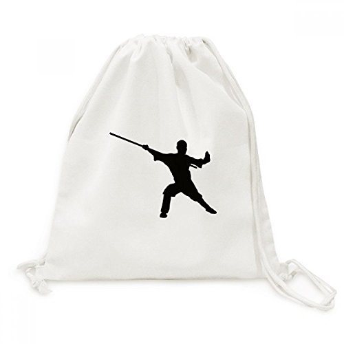 Sac de voyage Shaolin Kung Fu en toile avec cordon de serrage et motif arts martiaux