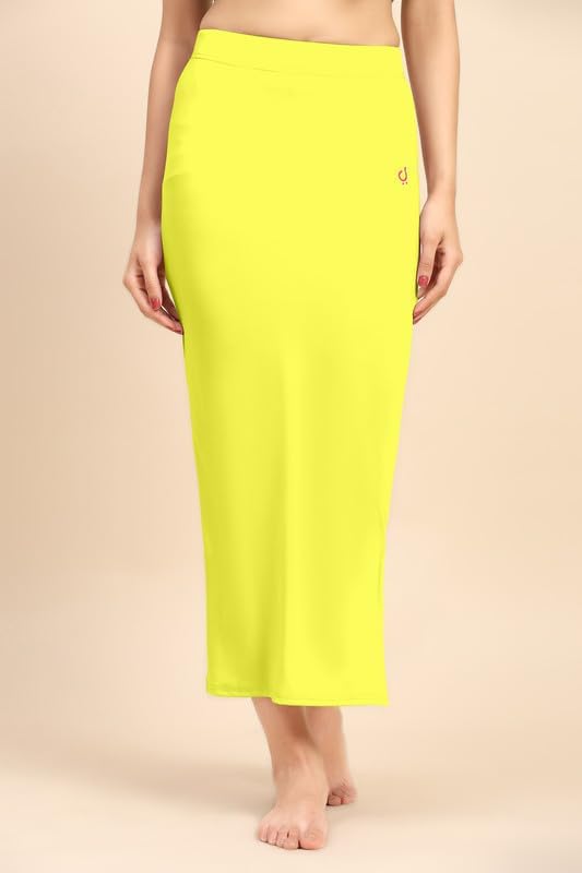 Image of TRENDMALLS Women's Polyester Spandex Stretchable Straight Saree Shapewear Petticoat for Women, Cotton Blended, Skirts for Women, Saree Shaper Yellow