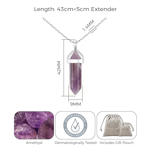 Philip Jones Amethyst Gemstone Necklace with Quote Card - Image 6