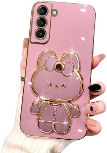for Samsung Galaxy A26 5G Case for Women Girls Cute Hidden Rabbit Mirror Kickstand Design,Galaxy A26 Case Girly Soft Slim TPU Bumper with Full Camera
