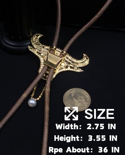 Image of PEARLY JUN Bolo Tie for Men Women Rhinestone Bling Western Cowboy Brown Leather Country Style String Wear Shirt Vest