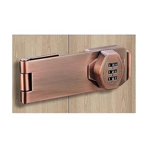 ETEKJOY Keyless Cabinet Lock 3-Digit Password Combination Code Hasp Latch Lock Twist Knob Wooden Drawer Cupboard Locker Gun-Safe Closet Box (3 inch, Antique Copper) Cover