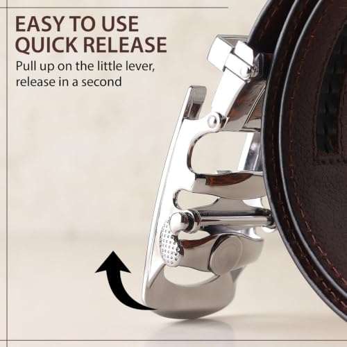 Image of HAYES LONDON Leather Ratchet Belt for Men | Adjustable No-Holes | Customizable Fit, Stylish & Effortless Buckle | Formal & Casual Wear Belts