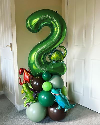 Image of Dark Green Number 2 Balloon 40 Inch, 2nd Birthday Decoration, Sparkling 2 Number Balloon Party Decor