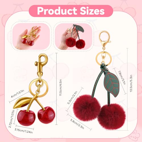 Image of TINKRSTUFF Cherry Bag Charm Cute Key Chains Cherry Purse Charms for Handbags, Strawberry Keychain Best Gifts