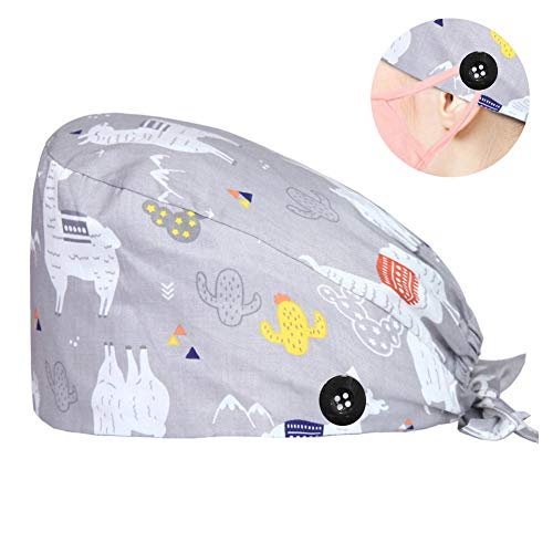 CHUANGLI Cute Printed Working Cap with Sweatband Adjustable Bouffant Hats for Women/Men