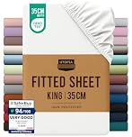 Utopia Bedding Fitted Sheet King, White - Deep Pocket 14 inch (35 cm) - Easy Care - OEKO-TEX Certified - Soft Brushed Microfibre Fabric - Shrinkage and Fade Resistant - Bottom Sheet