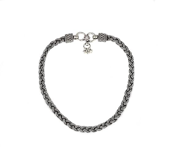 92.5 Sterling Silver Anklet for Women, Adya Intricate Braid Knot Everyday Anklet, Well Stamped with 925, Handcrafted Oxidized Silver Minimal Payal Anklet, Gift for Her-image-23