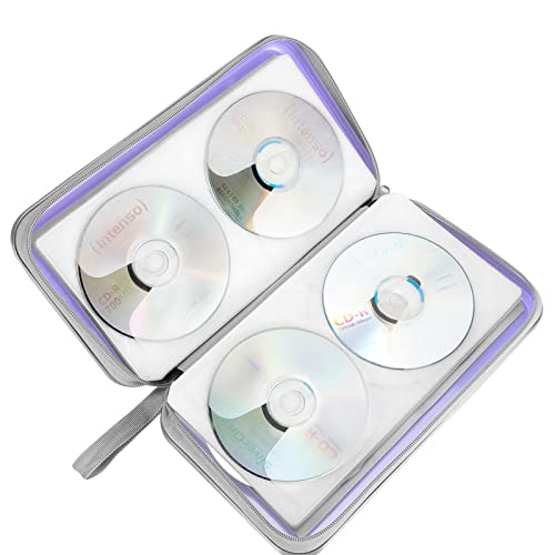 Siveit Cd Case Holder, 80 Capacity Cd/Dvd Case Holders Wallet Hard Plastic Cd Dvd Disc Cases Storage Binder For Car Home Office Travel (Lavender) #TOP4