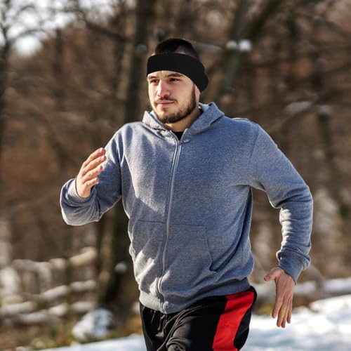 Image of Ear Warmers Headband, KOMAKE 2 Pack Earmuff Headband Fleece Earmuffs Running Headband Winter Ear Covers Moisture Wicking Sweatband Ski Sport Headband For Men & Women (Black+Gray)