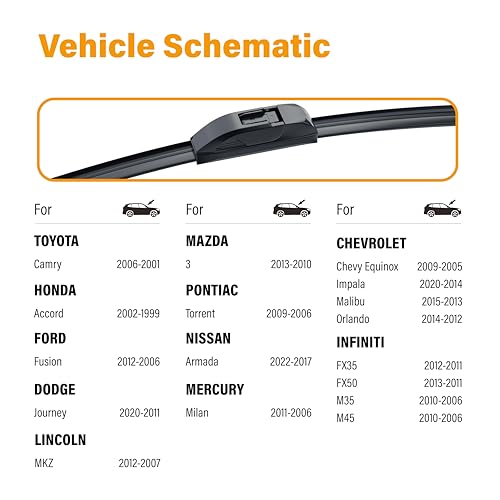 Wowiper WOW-SL-0011-2419 Silicone Wiper Blades Automotive Replacement Windshield Wiper Blades For Toyota Camry 2006-2001/Dodge Journey 2020-2011/Ford Fusion 2012-2006 Wiper Blades thumb #5