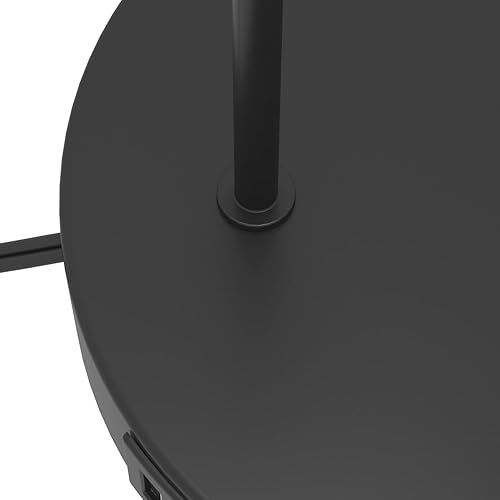 Miniatura 5 de Maxax Lámpara de mesa de ratán con puertos USB y tipo C, lámpara de noche negra de granja, lámpara de mesita de noche moderna de metal con pantalla