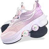 Rollschuhe,Schuhe mit Rollen für Mädchen,Turnschuhe mit Rollen Jungen,Roller Shoes zum Einklappen,LED Roller Skates for Kids,Schuhe Roller Frauen (L, 36)