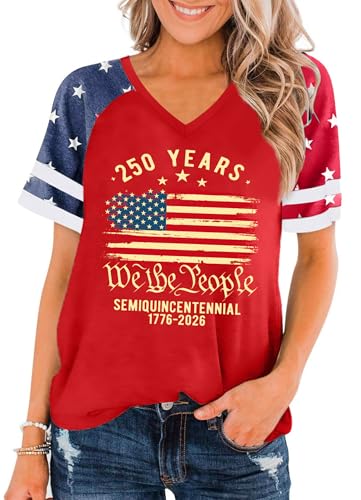 PICKID 250th Anniversary USA Shirt Women American Flag T Shirt