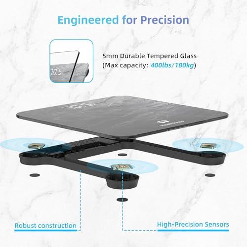 Healthkeep Digitale Personenwaage, hohe Präzision, mit Step-On-Technologie, LED-Anzeige, schlankes Design, max. 180 kg/400 lb… – Ansicht 2