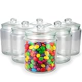 Layhit 6 Pcs Glass Jars 30 oz Candy Jar with Lid Glass Containers with Lids Candy Buffet Containers Set Glass Cookie Jars Canister Sets for Clear Kitchen Storage Airtight, 6.1 Inches Height