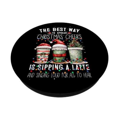 The Best Way To Spread Christmas Cheers Is With A Latte PopSockets Swappable PopGrip, Black - Image 2