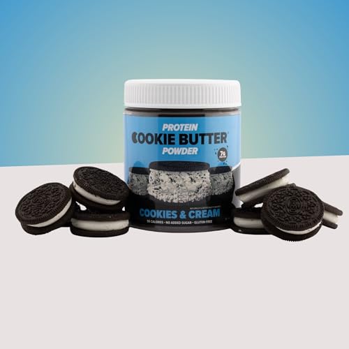 Whey Protein Cookie Butter Powder - Cookies & Cream | Keto-Friendly, Low Carb, No Added Sugars, Gluten-Free | Easy to Mix, Bake and Spread | 7.9oz