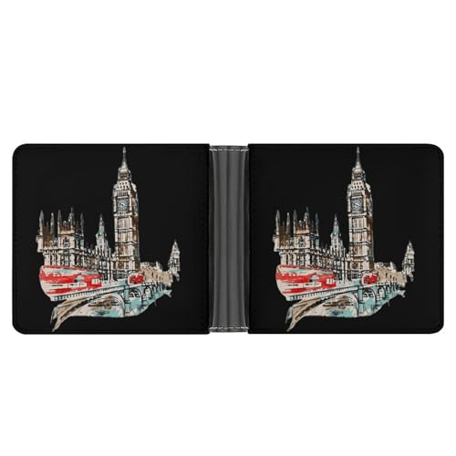 England London Souvenir Funny Men's Slim Bifold Wallet with Multiple Card Slots Front Pocket Purse