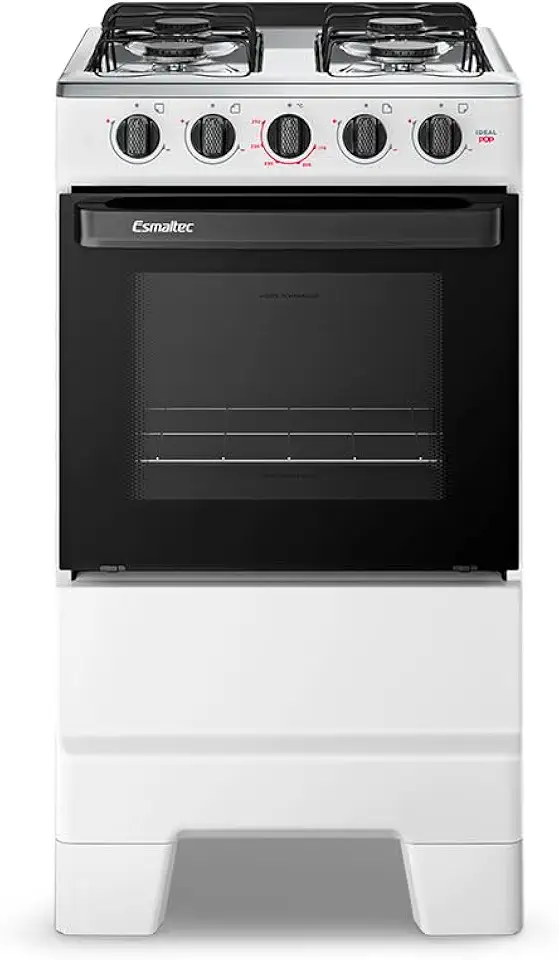 Fogão a Gás Mesa Inox e Forno 50L Limpa Fácil Esmaltec IDEAL POP F4ISB Cor Branco 4 bocas