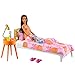 Produktbild Barbie GRG86 - Schlafzimmer-Spielset und Barbie-Puppe (ca. 30 cm, brünett), Möbel-Spielset mit Puppe in Pyjamas und Zubehör, Geschenk für Kinder von 3 bis 7 Jahren