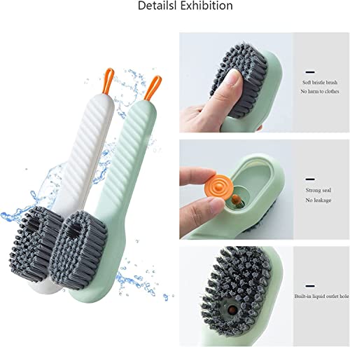 Image of Multifunctional Liquid Shoe Brush with Liquid Box, Adding Liquid Filled Shoe Washing Brush with Soap Dispenser Press Type, Long Handle Shoe Scrubbing Brush Cleaning with New Liquid Cartridge