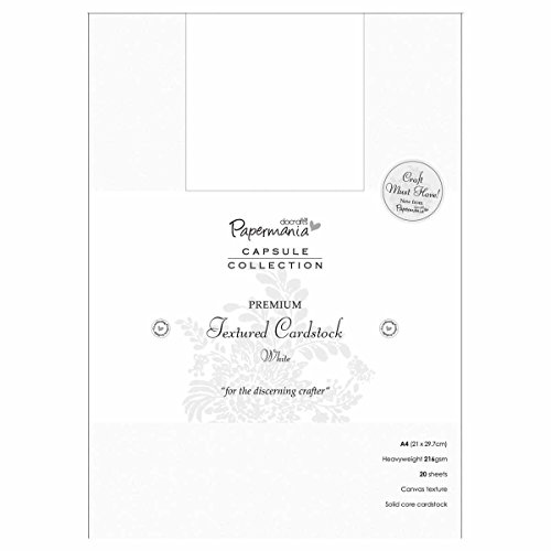 Papermania 29.7 x 21 cm 20-Piece A4 Capsule Textured Premium Cardstock, White