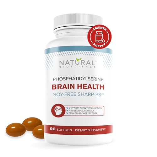 Soy Free Phosphatidylserine 100mg – Phosphatidylserine Supplement from Sunflower Lecithin, Patented Sharp PS100, Brain Health, Memory Aid, Cortisol Control, Mental Sharpness, Non GMO, 90 Softgels