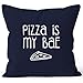 MoonWorks Kissenbezug Pizza is My BAE Before Anything Else Kissen-Hülle Deko-Kissen 40x40 Baumwolle Navy Pullover