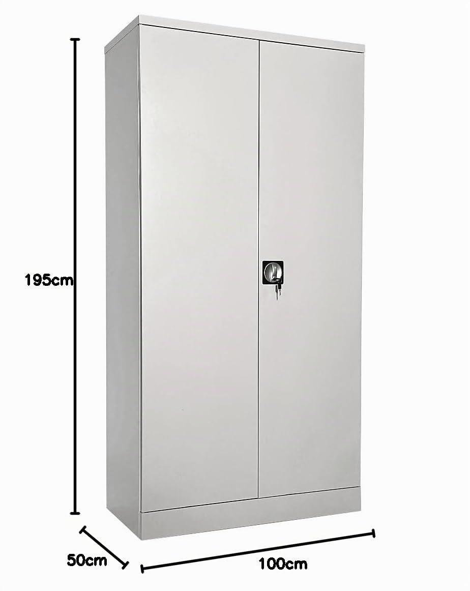 EUROKRAFT Basic | Armoire métallique Nilas | Avec 4 tablettes, h x l x p 1950 x 1000 x 500 mm, gris clair