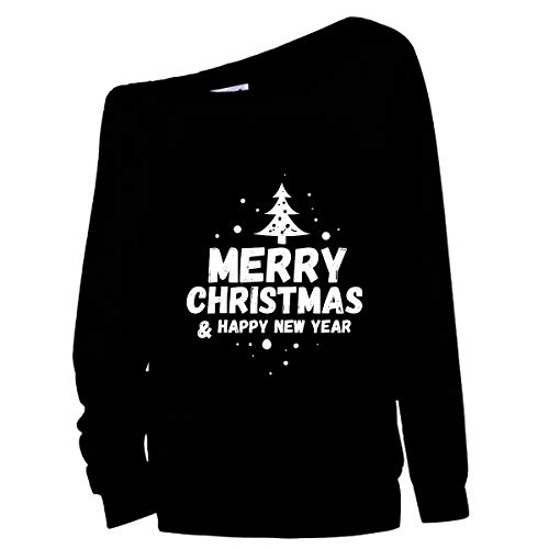 Image of LuFeng Women's Halloween Off Shoulder Skeleton Printing Funny T-Shirt Long Sleeve Sweatshirts Pullover Tops