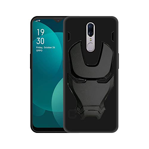Image of COVERLY Official 3D Touch Feel Trending Avengers Logo Mask Soft Rugged Grip Silicone Iron Man Super Power Cartoon Movie Engraved Silicone Matte Back Cover for Oppo F11 -HD Black Avenger