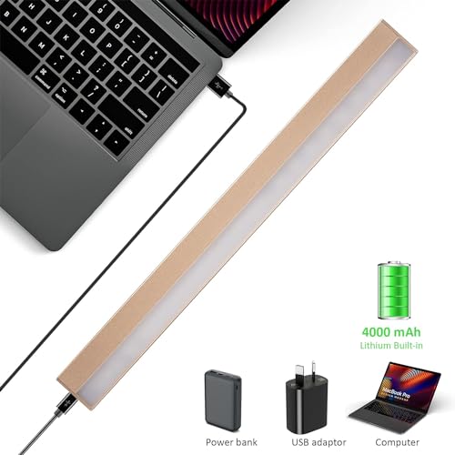 Image of MIOBLUE Rechargeable Picture Lights with Remote, 16 inch Battery Operated Painting Light Display Lamp with 3 Lighting Modes, Dimmable Dartboard Light with Timer for Frame Portrait Art, Metal Body