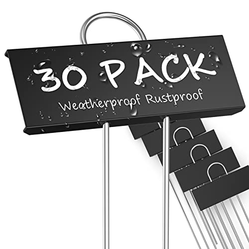 STARTOSTAR 30-Pack Metal Plant Labels Weatherproof Garden Markers,Height 10.6'', Label Area 3.5''X 1.2'' Reusable Nursery Tags for Vegetables Herb Flower Seed Greenhouse - Black
