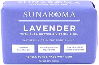 Sunaroma Soap Bar Lavender With Shea + Vitamin-E Oil 8 Ounce (3 Pack)
