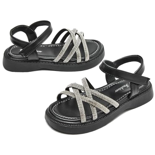 WUIWUIYU Toddler Girl Sandals - Flower Girl Dress Shoes Open Toe Little Kid Summer Casual Flats3