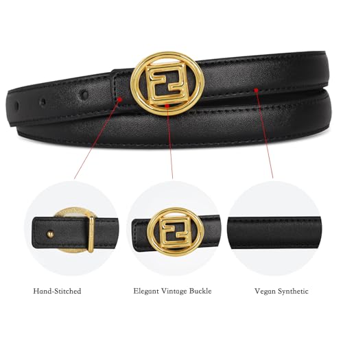 Image of Aurolran Women's Leather Belt with Buckle - Ideal for Dresses, Jeans, and Coats
